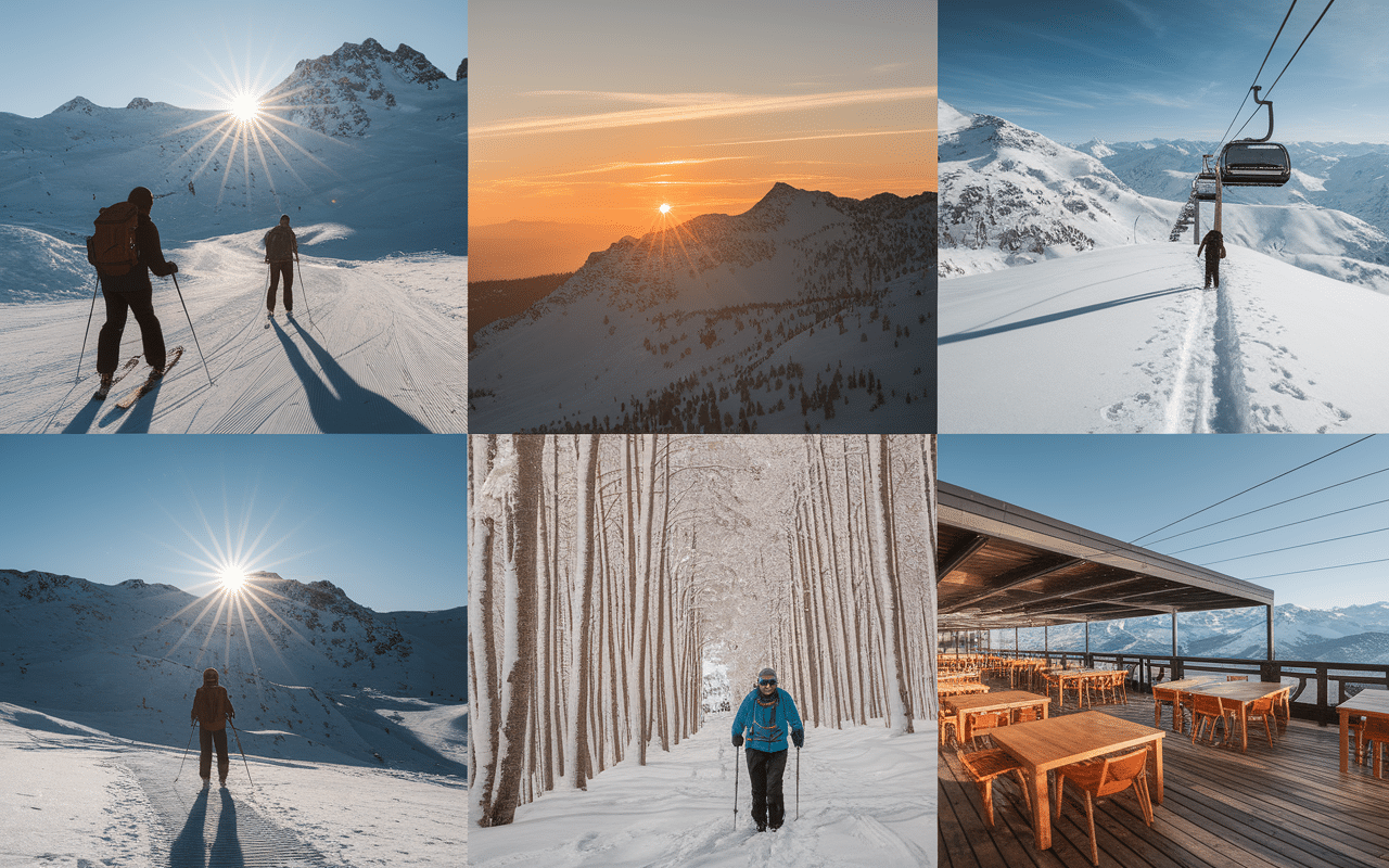 Collage d'activités de montagne quatre saisons