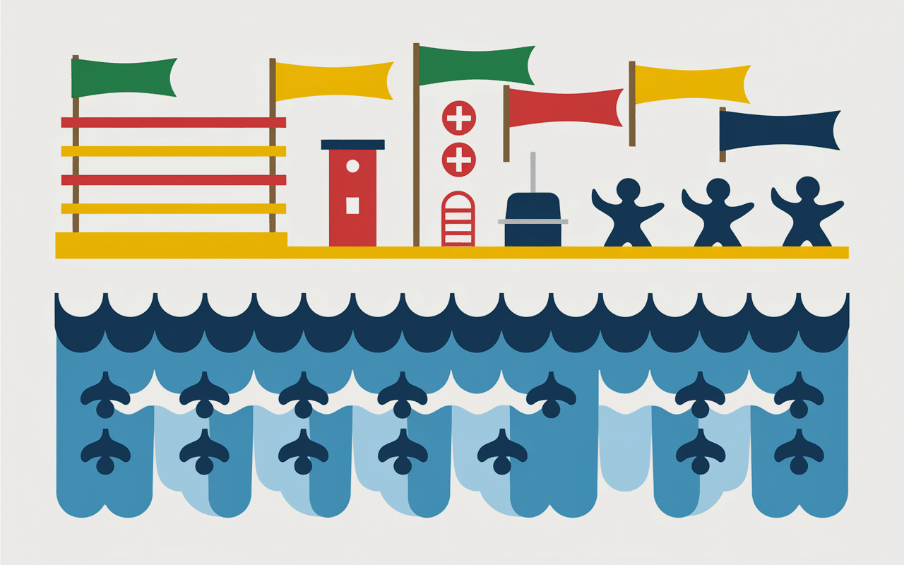 schema securite ocean carcans plage avec drapeaux