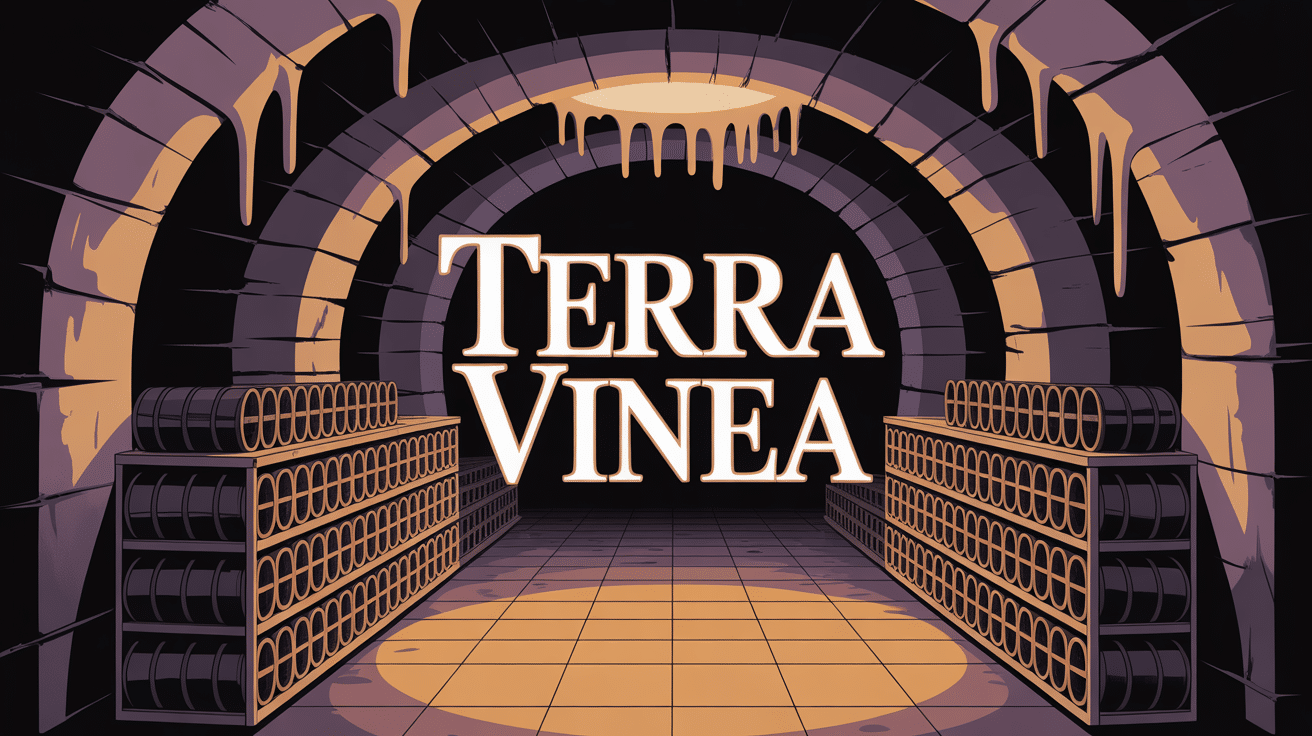 Galerie souterraine mystérieuse avec voûtes en pierre de Terra Vinea