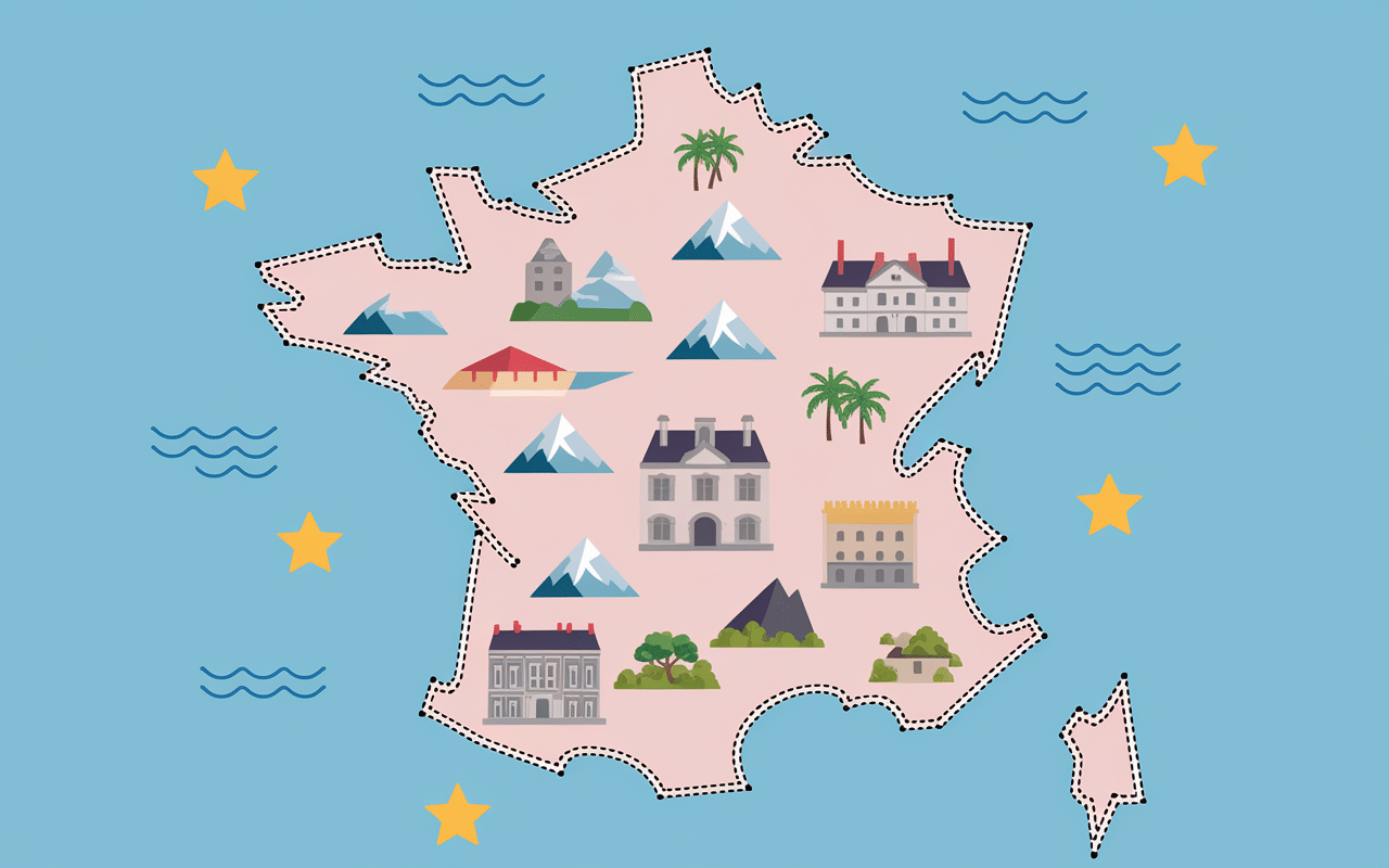 Carte de france des destinations madame vacances illustrée