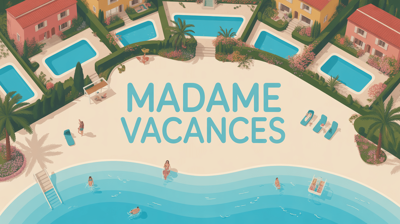 Vue aérienne résidence madame vacances avec villas piscines palmiers