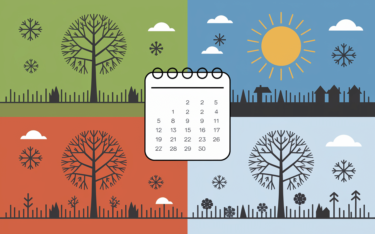 Illustration des saisons pour visiter les lacs Plitvice en Croatie