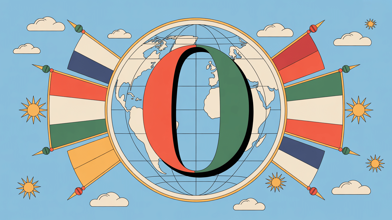 illustration mappemonde pays en o lettre o drapeaux symboles