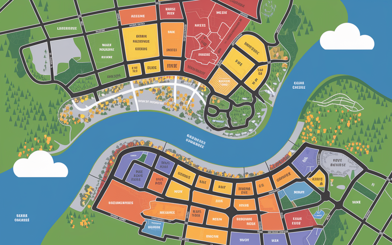 Plan urbain avec quartiers de Dubaï