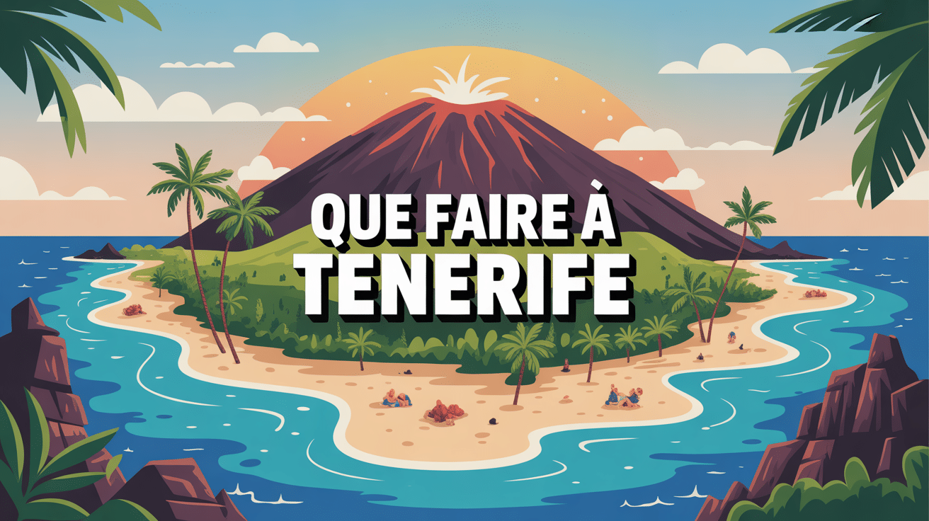 Illustration île volcanique et plages à Ténérife