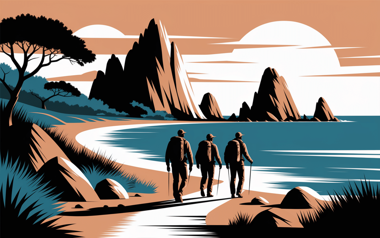 Illustration sentier côtier randonnée Pays Basque