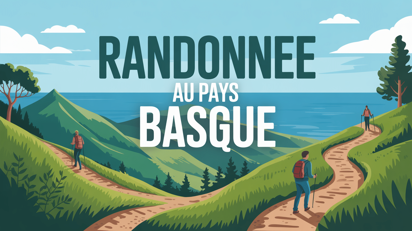 Illustration randonnée Pays Basque montagne et océan
