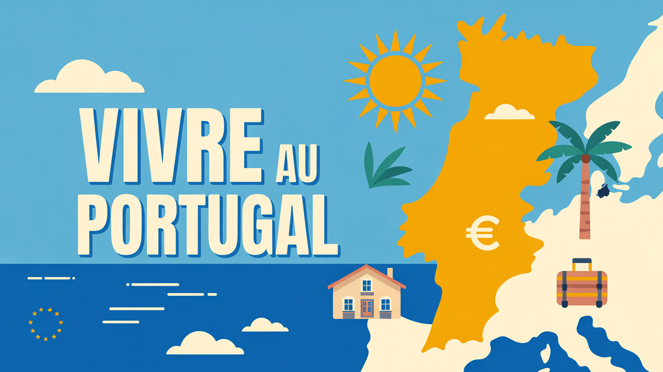 Carte stylisée du Portugal avec symboles de qualité de vie