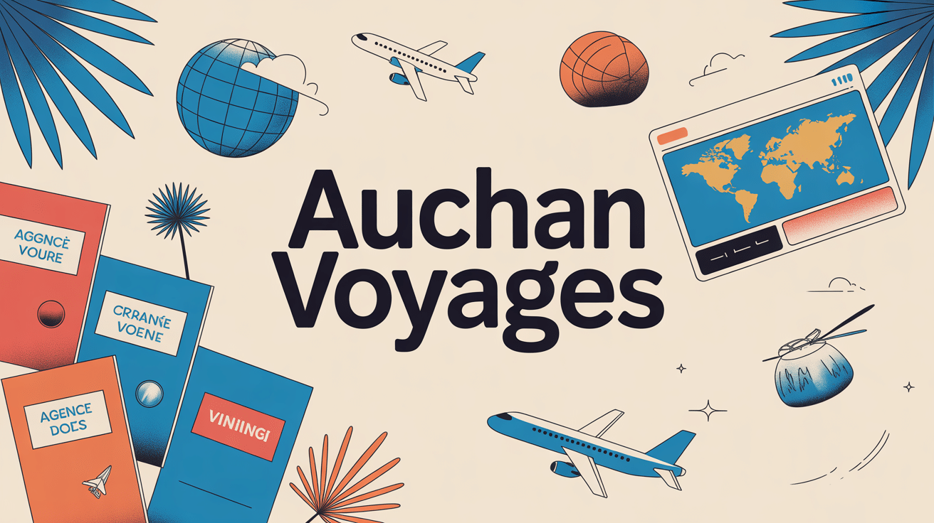 illustration agence auchan voyages stylisée moderne