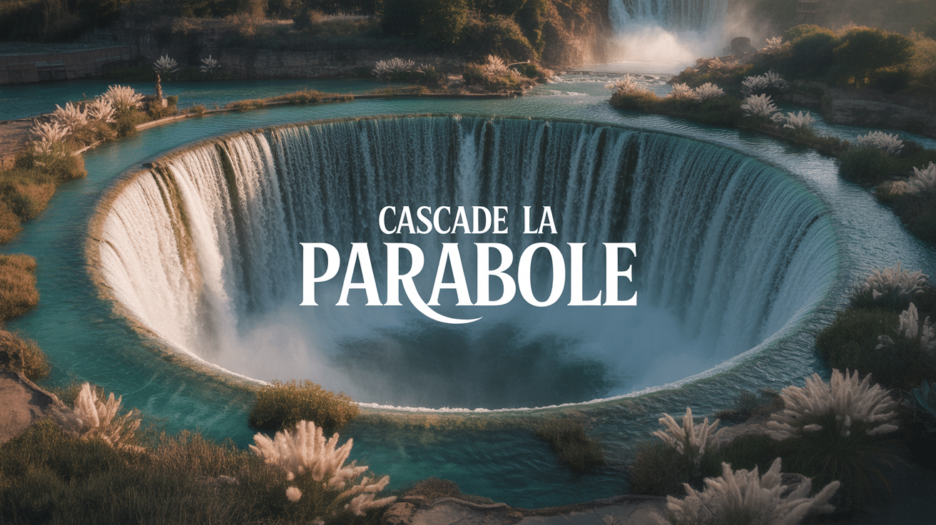 cascade la parabole dans la forêt brumeuse