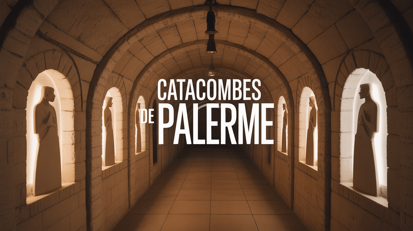 Vue des catacombes Palerme avec momies exposées