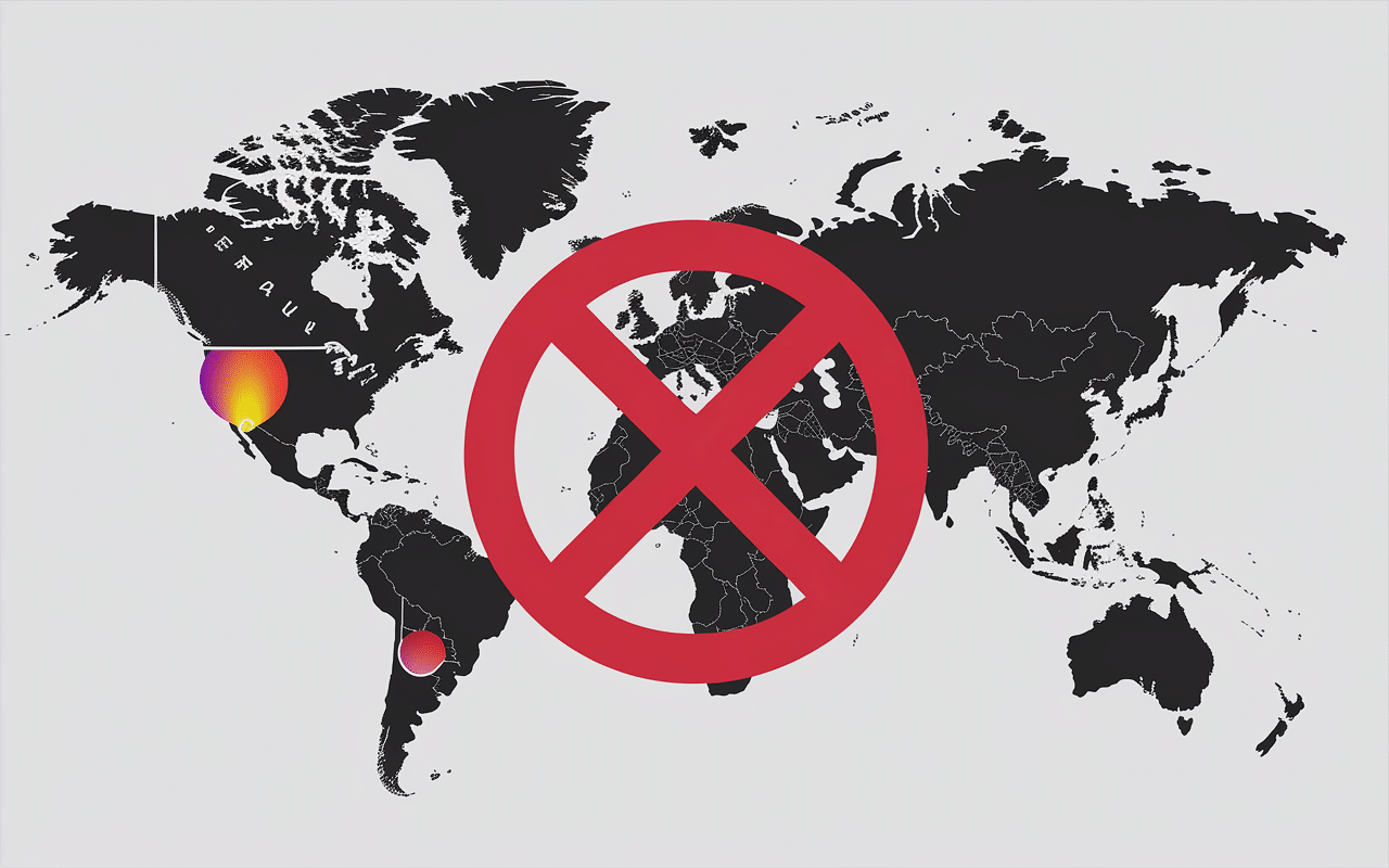 Mappemonde avec x interdit pays en x