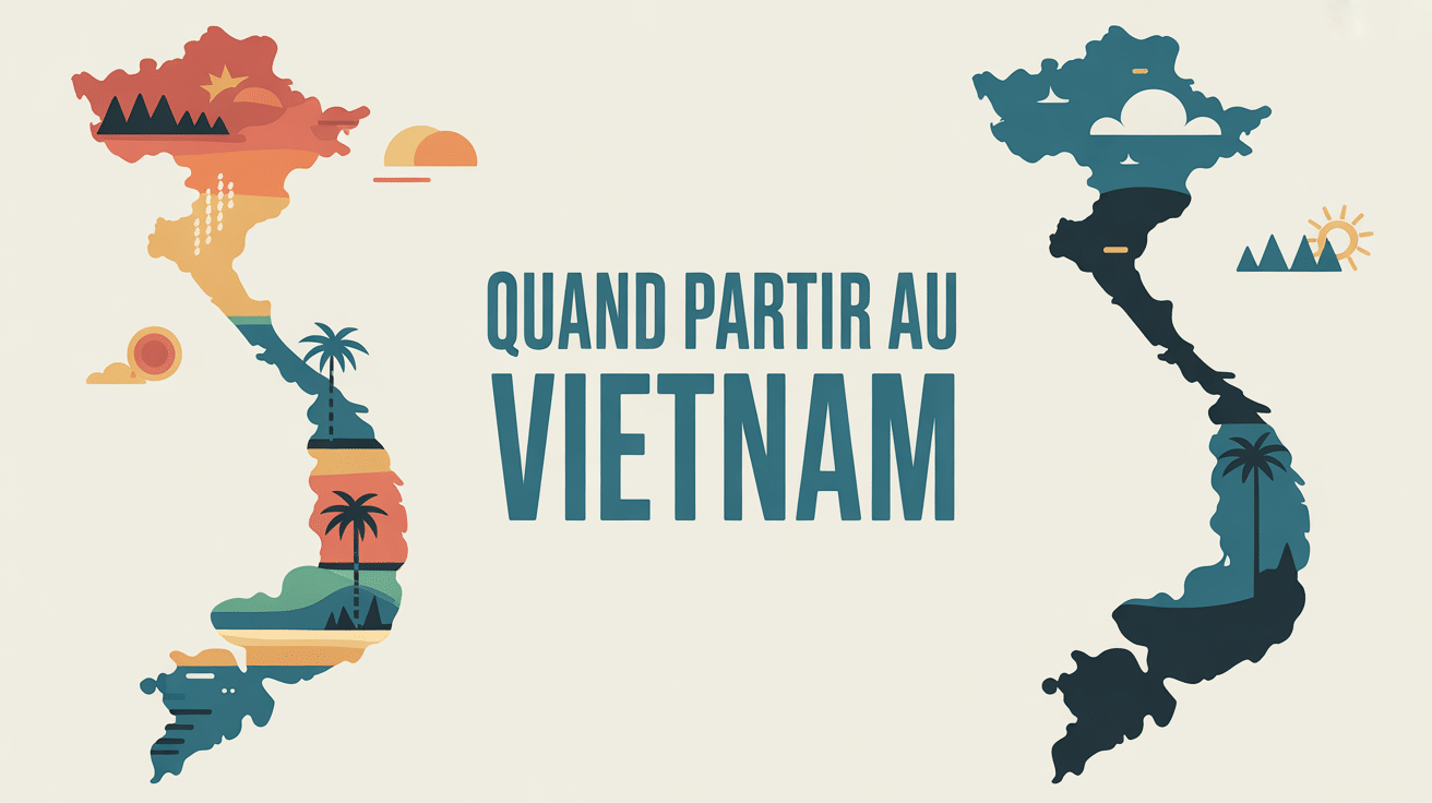 Carte Vietnam nord sud avec climats, mousson, soleil et plages