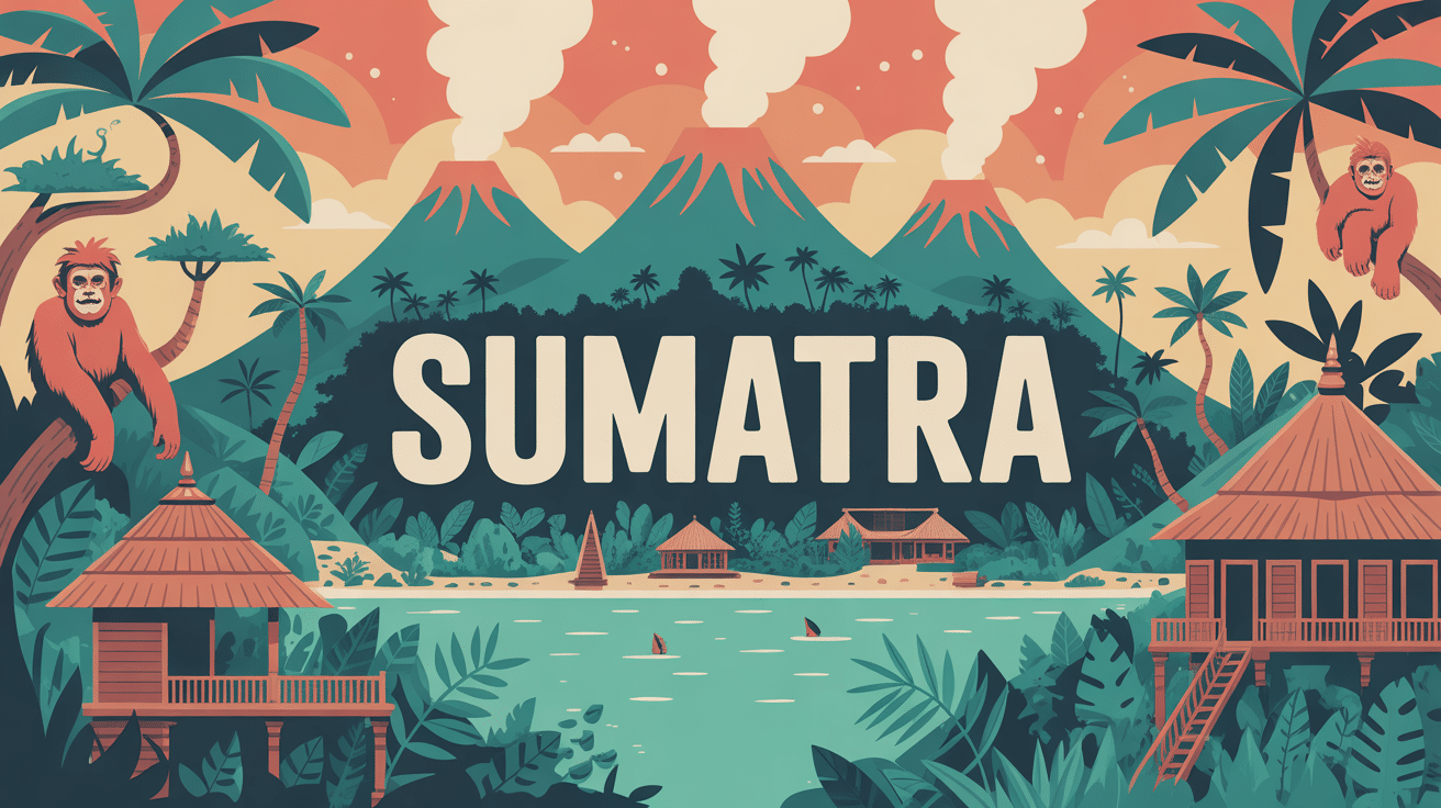 île sumatra jungle volcan orang-outan maison traditionnelle