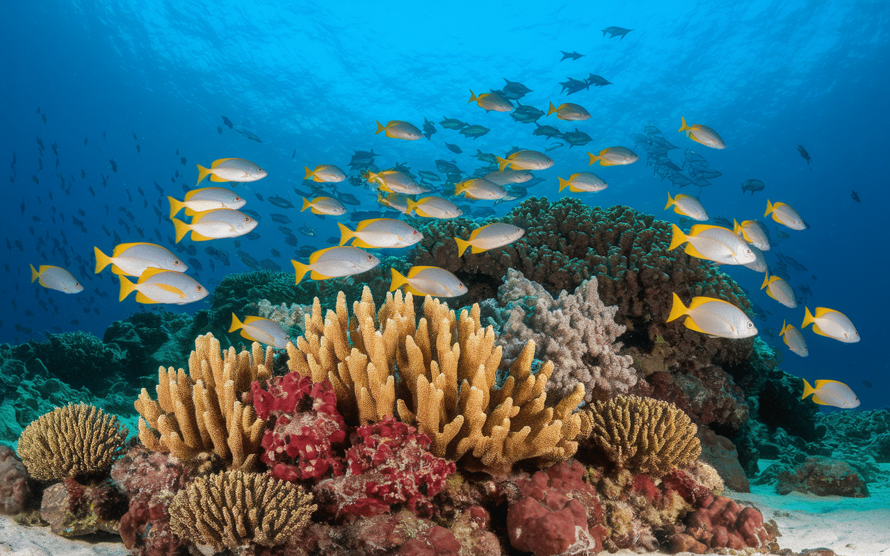 Sous-marin coraux poissons tropicaux ahe