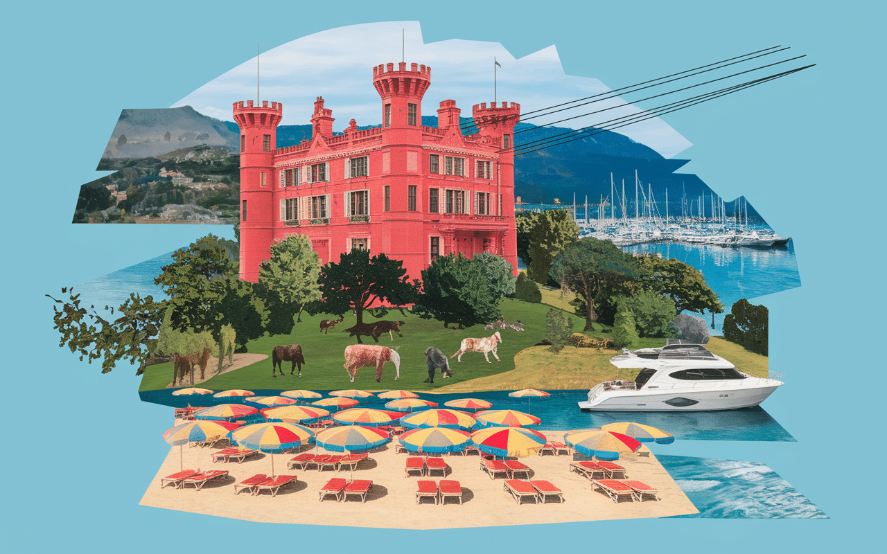 Collage lieux emblématiques Benalmádena château marina téléphérique