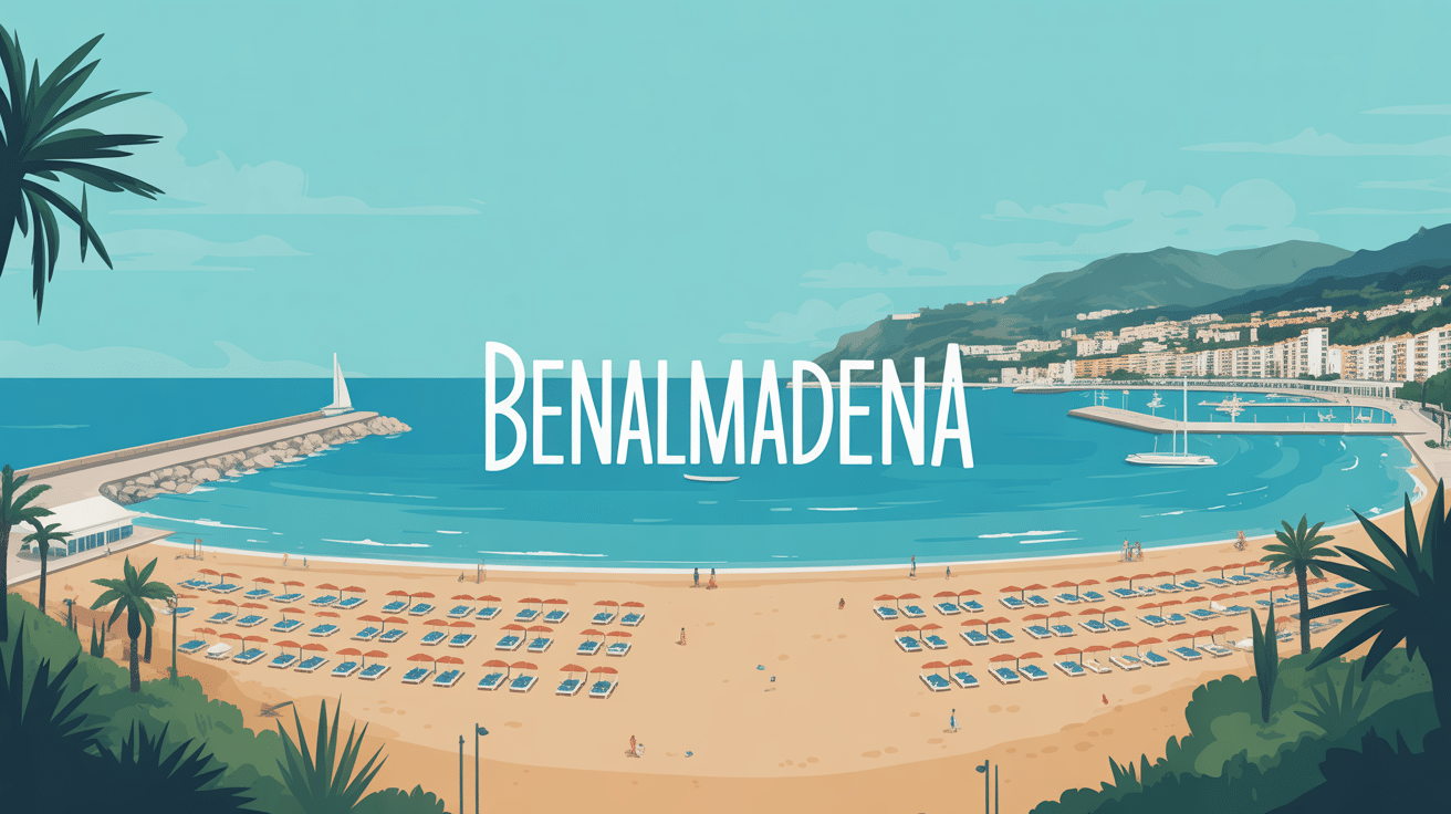 Vue panoramique de Benalmádena plages marina village blanc