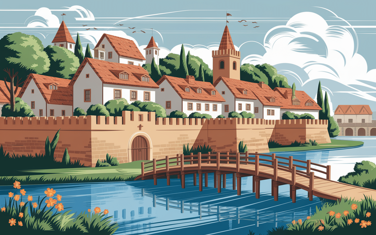 remparts en étoile de bourtange et maisons traditionnelles