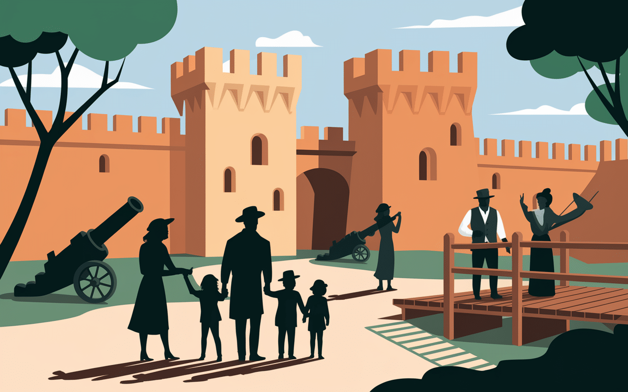 famille visitant la forteresse de bourtange