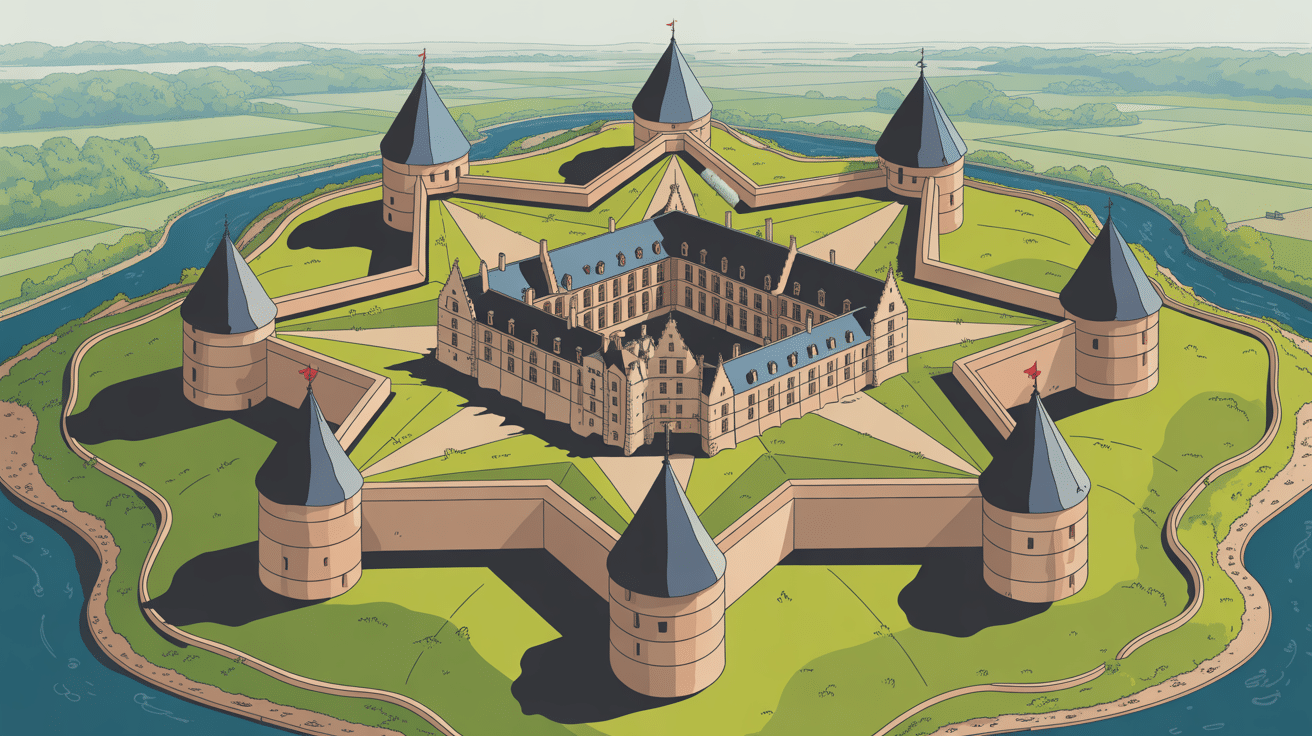 vue aérienne de la forteresse en étoile de bourtange