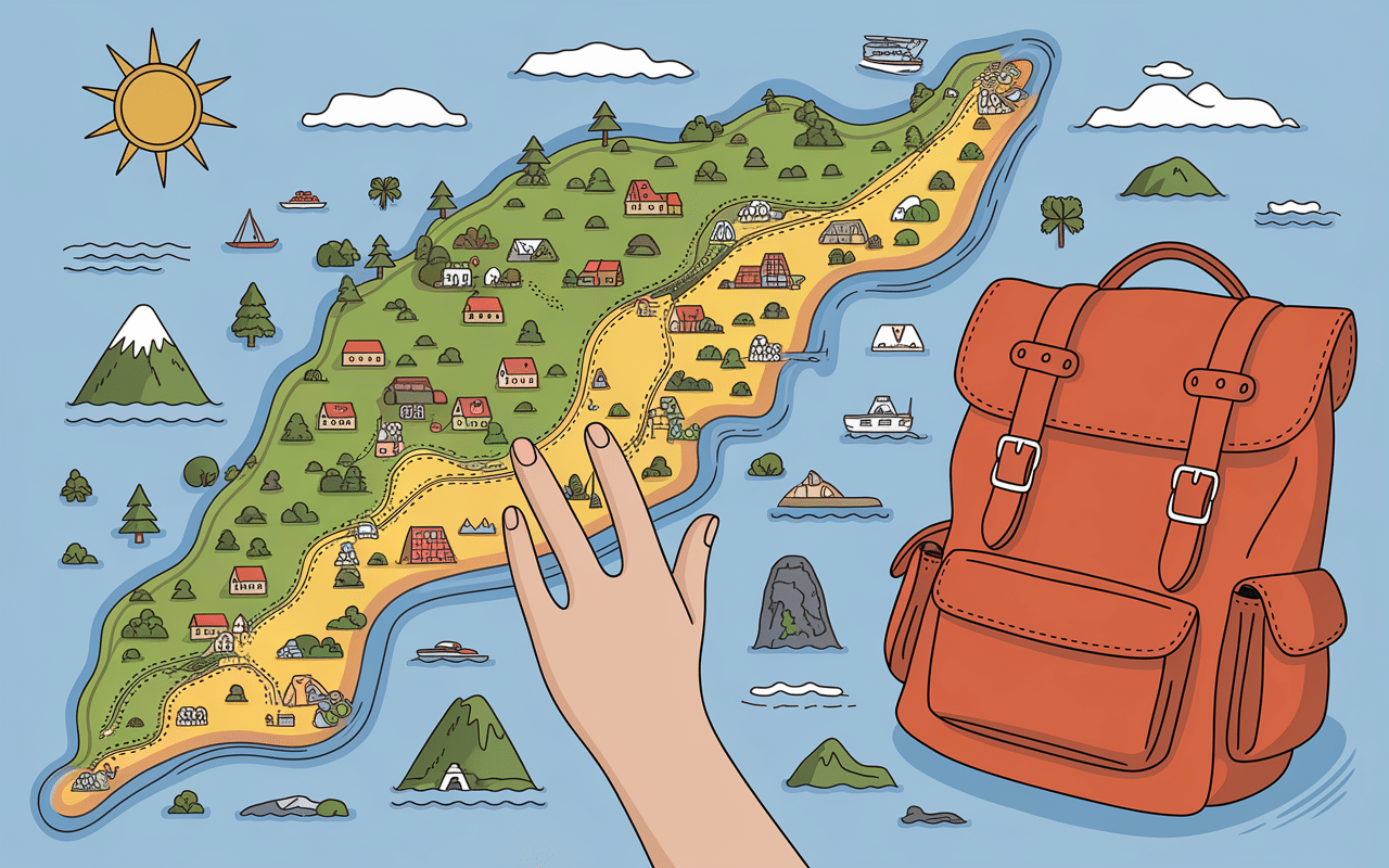 main tenant carte belle ile en mer avec sentiers et plages