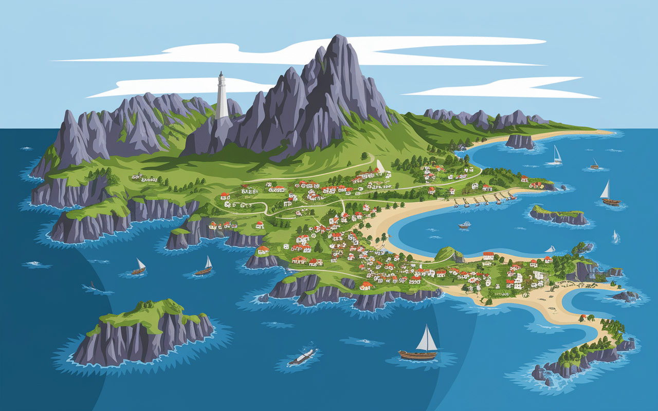 vue géographique carte belle ile en mer falaises plages