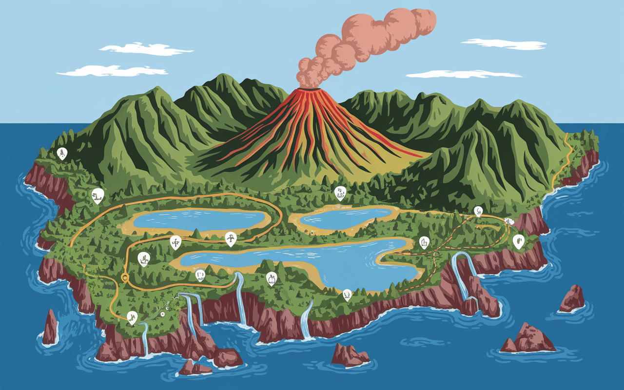 carte reunion lieux incontournables volcan lagons