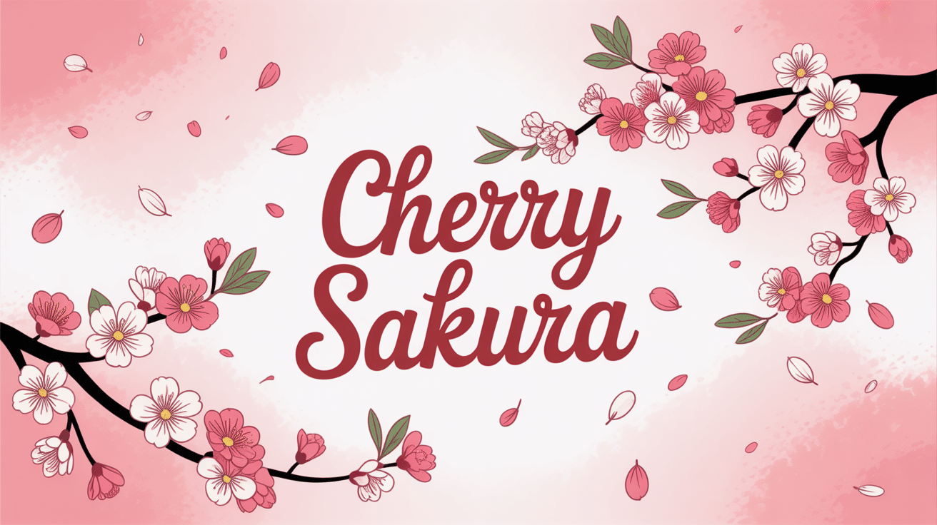 Branches cherry sakura en fleurs roses et blanches, pétales tombants