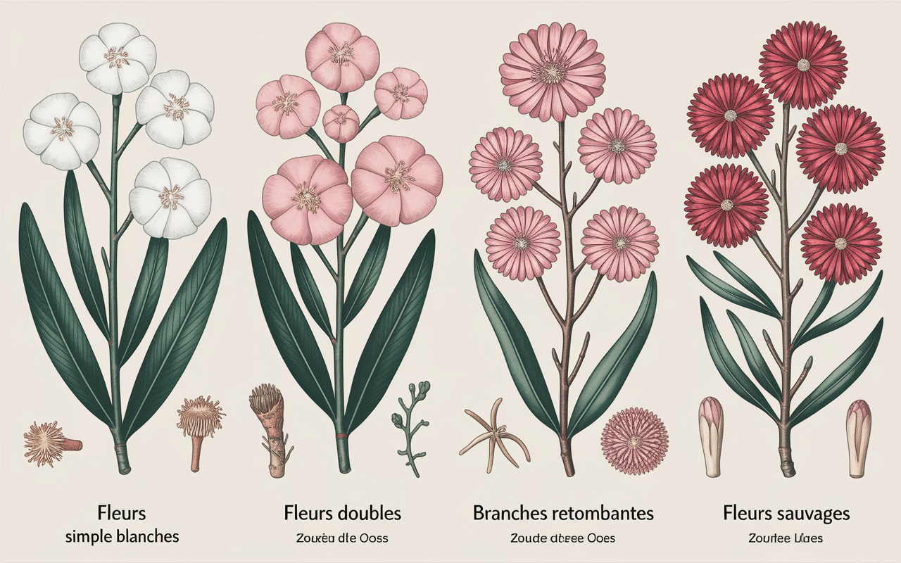 Différentes variétés cherry sakura fleurs simples doubles retombantes