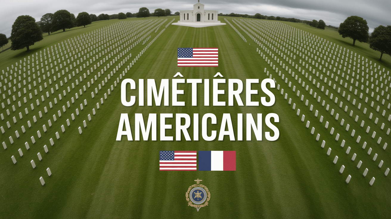 Vue aerienne cimetiere americain croix blanches chapelle