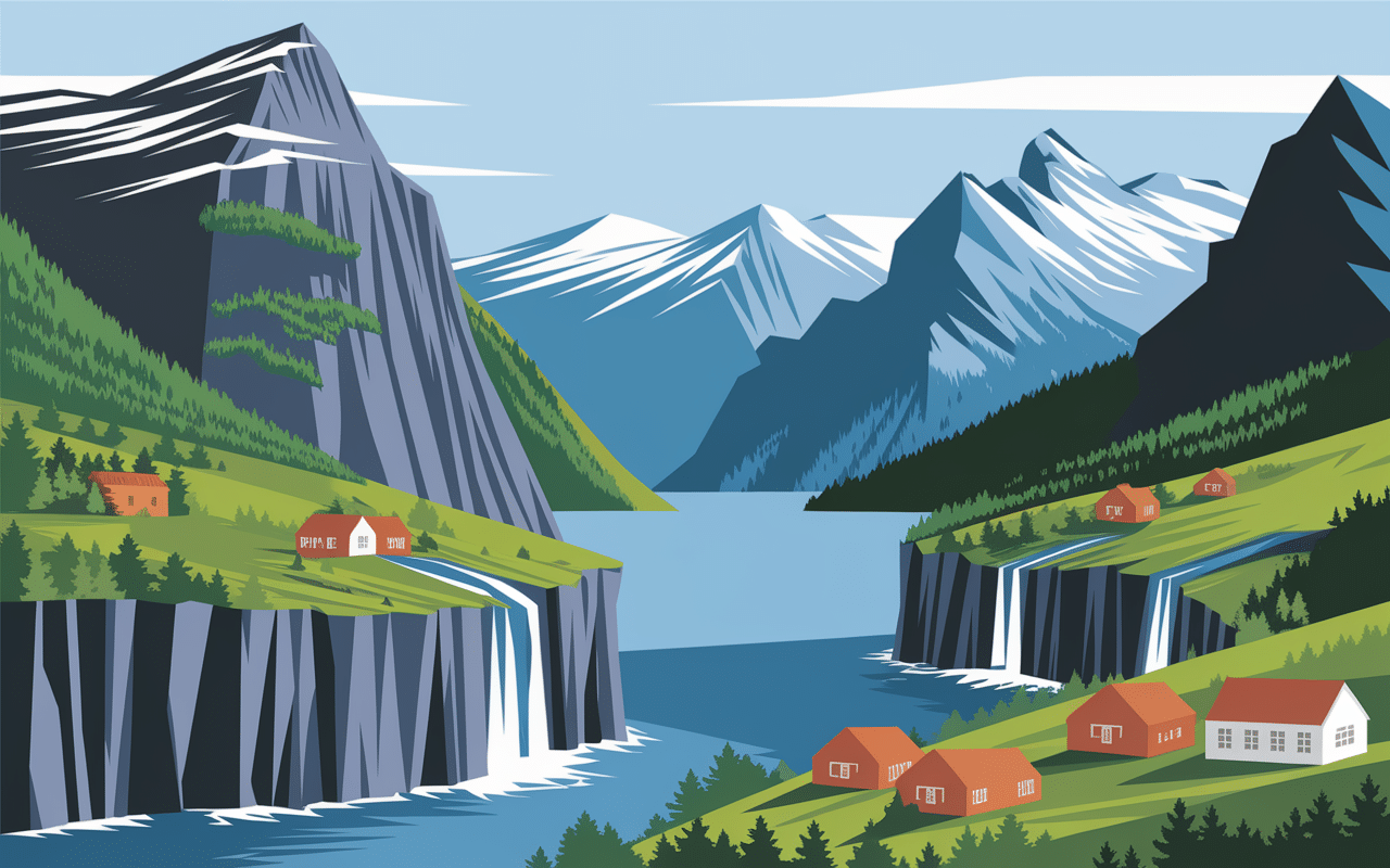 Falaises cascades Geirangerfjord Norvège