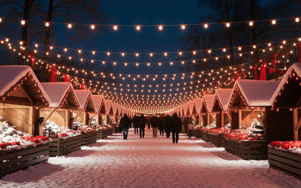 marche de noel caen vue chalets et decorations