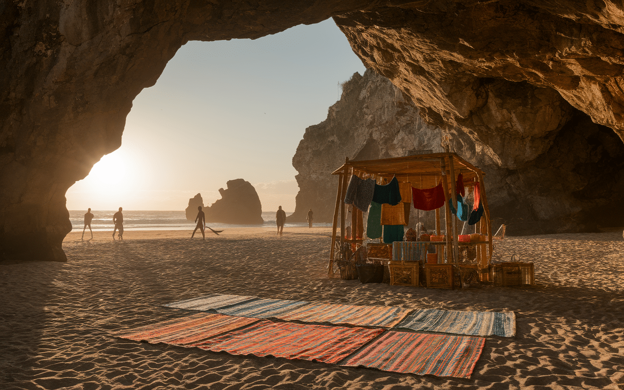 Plage marché artisanat Mirleft Maroc