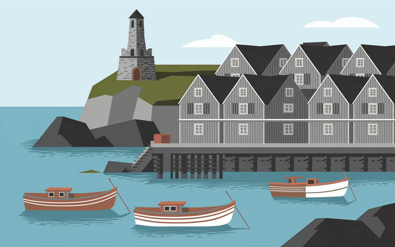 Village Montauk avec phare et port de pêche