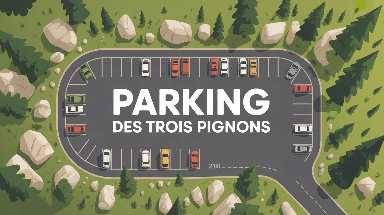 vue aérienne parking des trois pignons forêt Fontainebleau