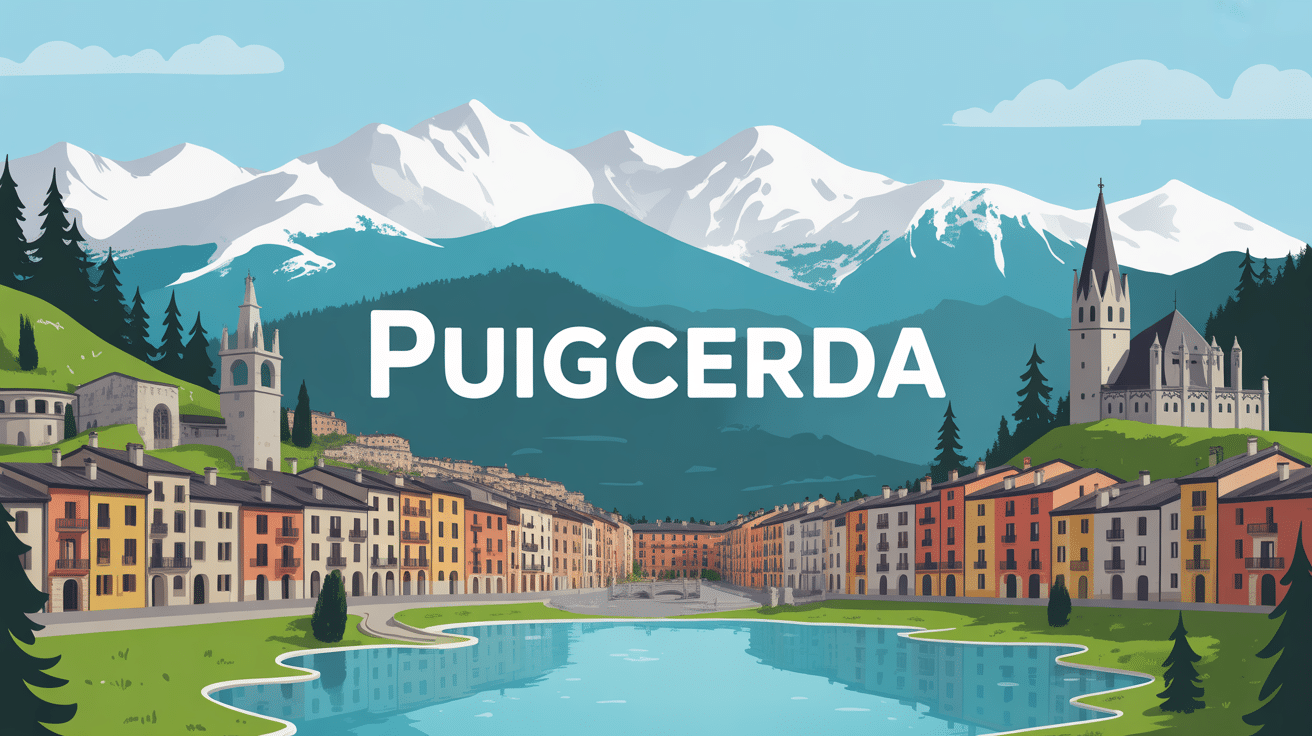 vue panoramique puigcerdà lac clocher montagnes