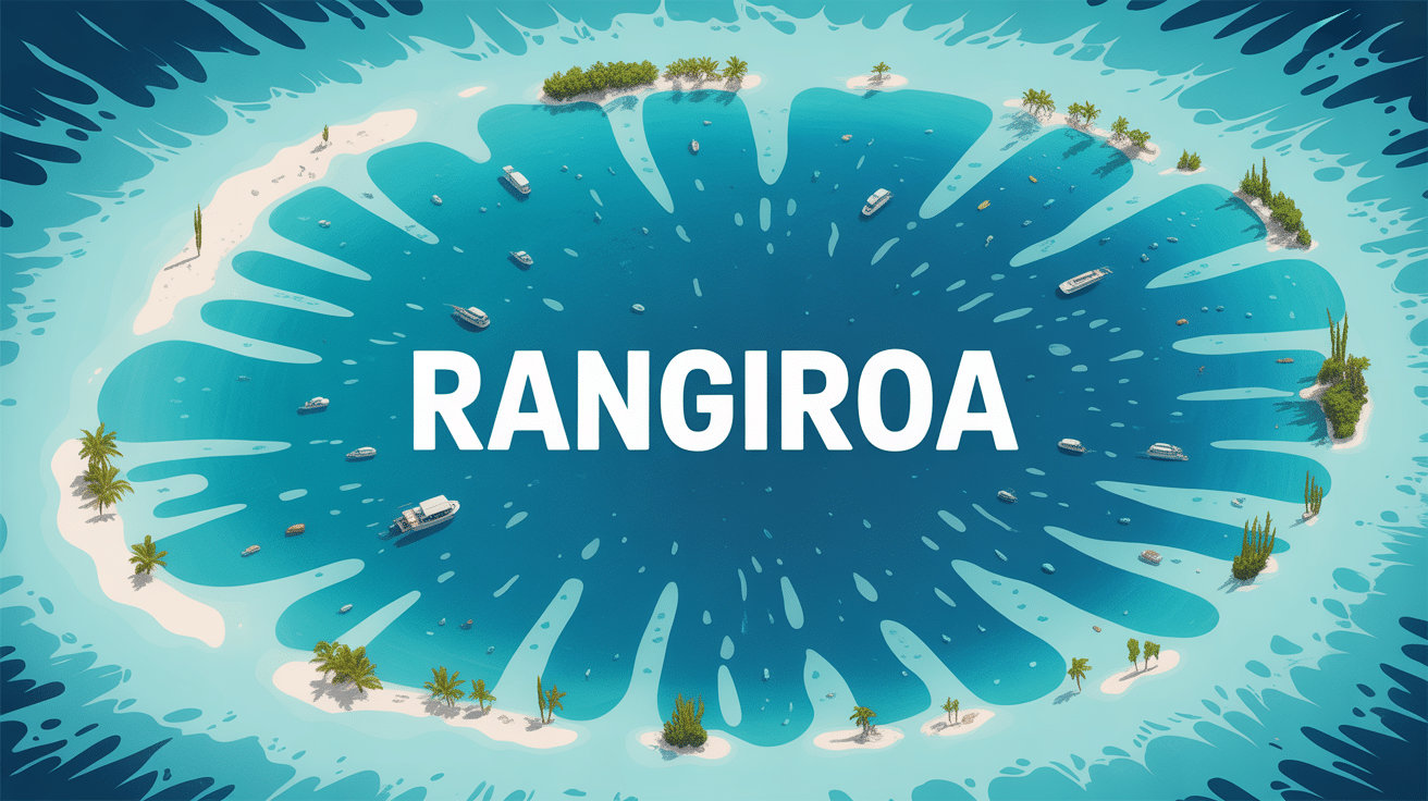 Vue aerienne atoll Rangiroa Tuamotu lagon turquoise