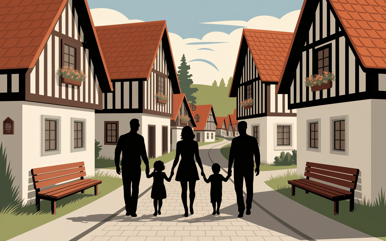 Visite famille village médiéval ruelle pavée