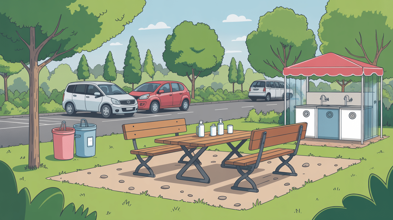 aire de pique nique equipements table bancs