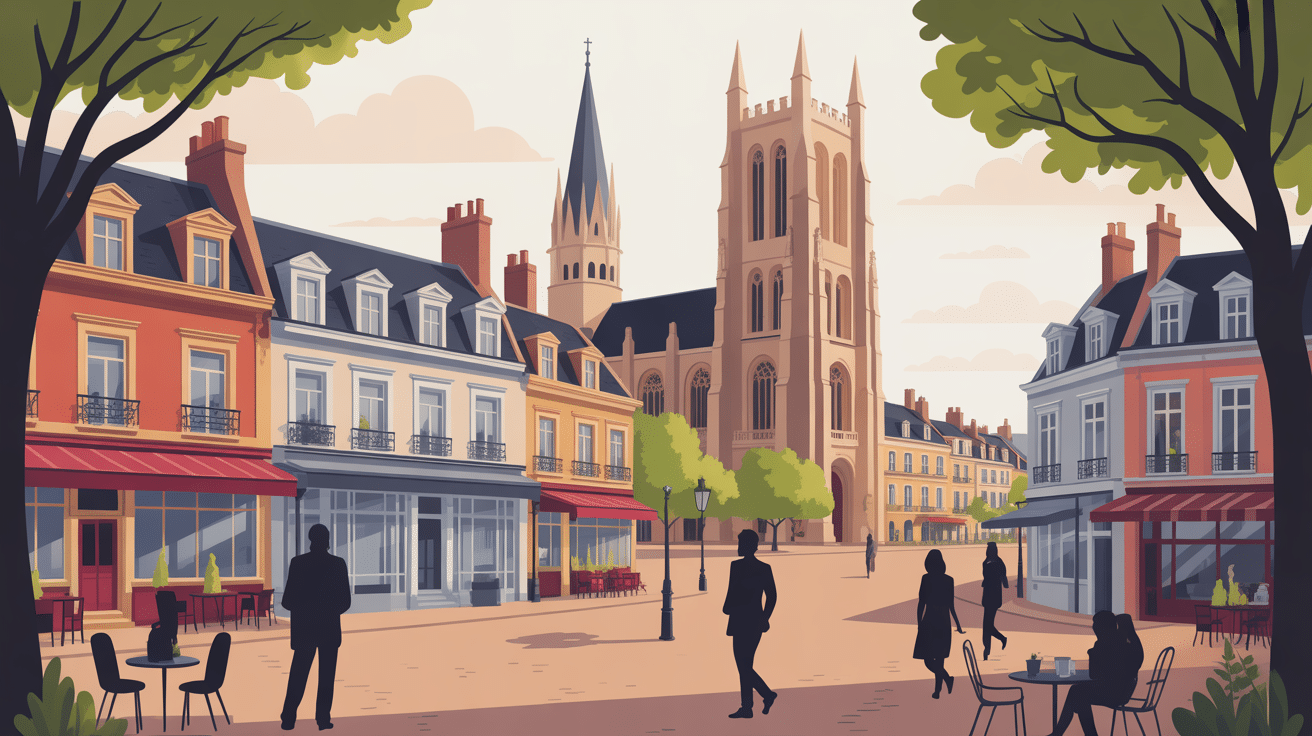 Eglise gothique et rues pavées de Breda centre