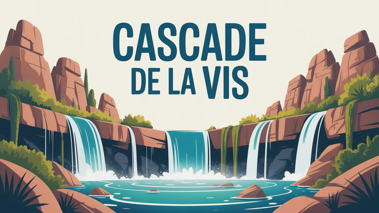 Cascade de la Vis vue panoramique eau turquoise