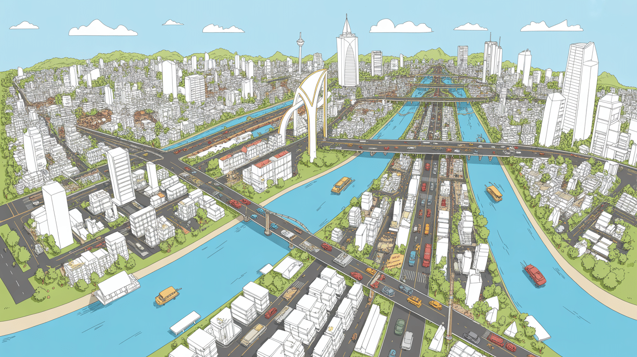 quartier moderne rivières capitale Cambodge