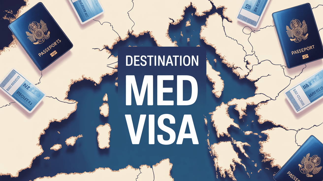 Carte Méditerranée illustration Destination Med visas