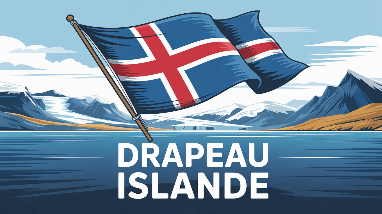 drapeau islande flottant paysage nordique
