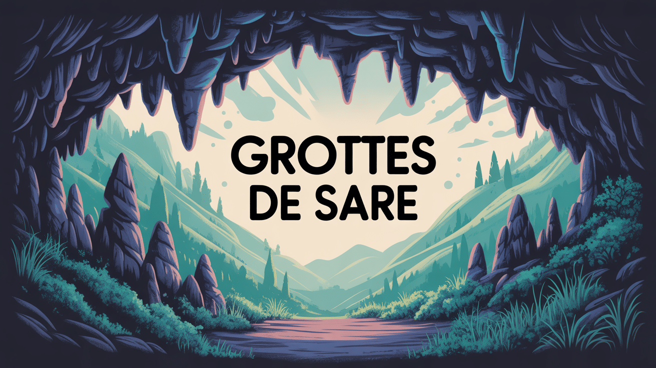 Illustration entrée grottes de Sare paysage montagne