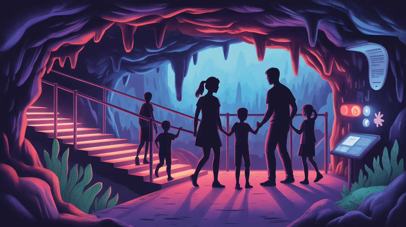 Famille visite grottes de Sare enfants