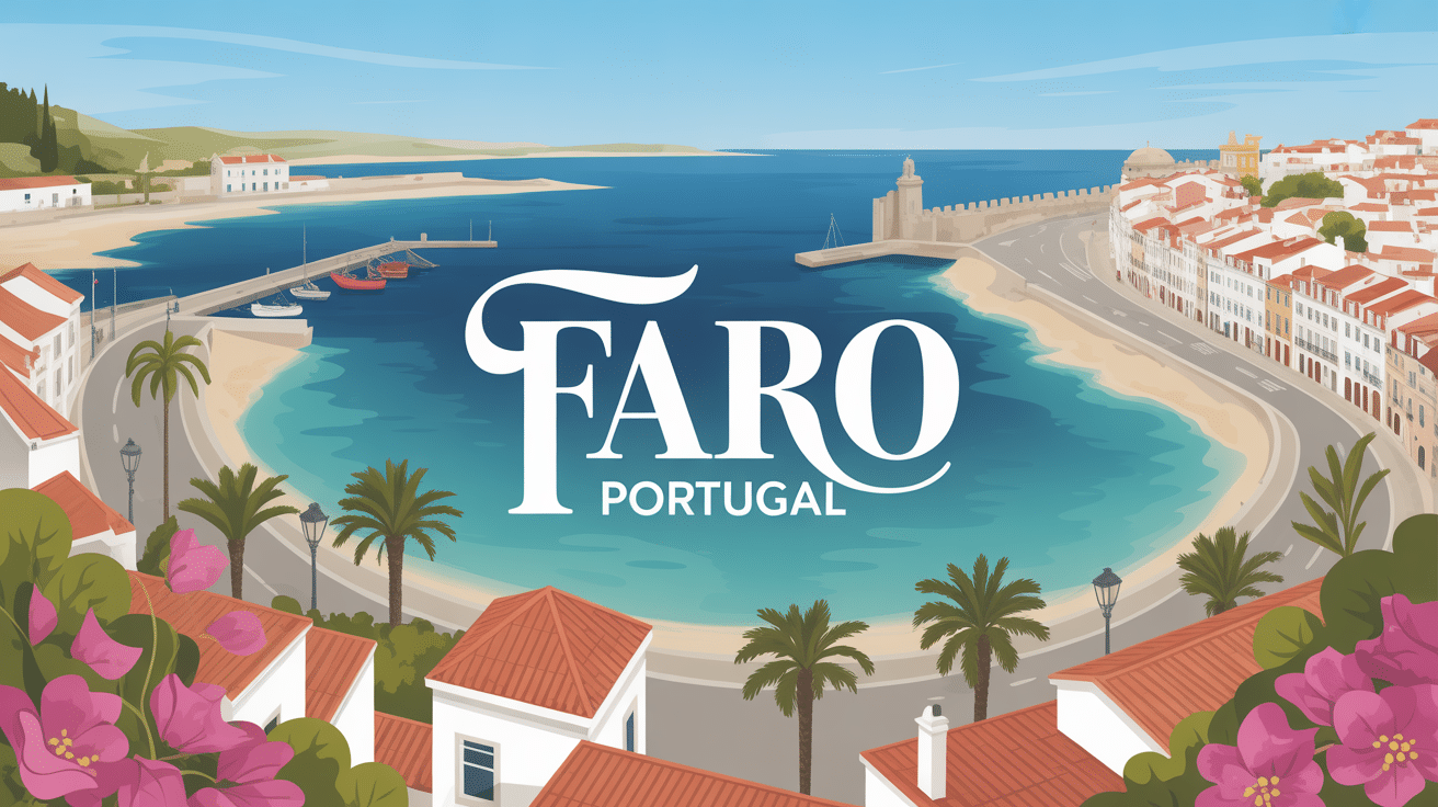 Vue panoramique Faro Portugal ville remparts lagunes