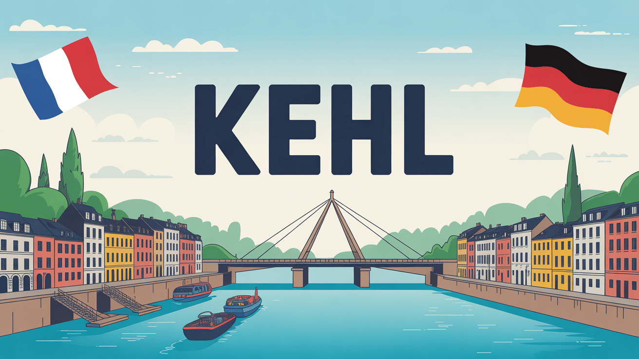 Vue panoramique de Kehl avec le Rhin et un pont