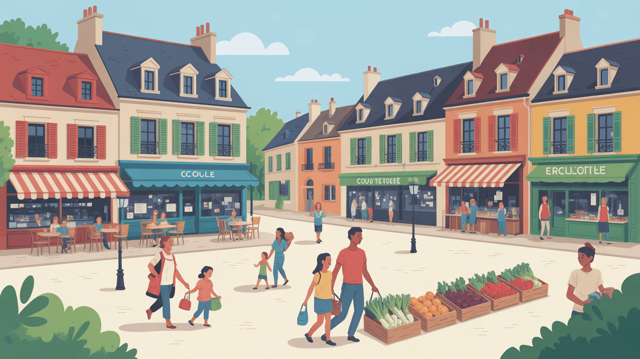 centre village l isle jourdain avec marché et familles