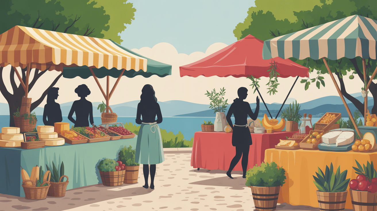 Marché de Lodeve produits locaux et ambiance